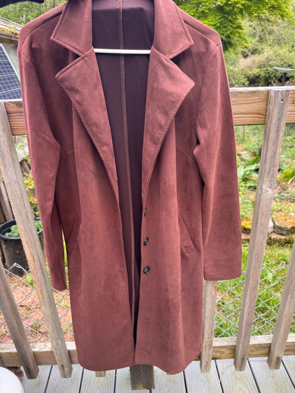 Chocolate Brown faux suede mid trench style
